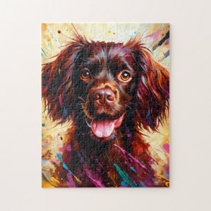ボイキンスパニエル犬の肖像画アクリルアートプリント 犬 ジグソーパズル