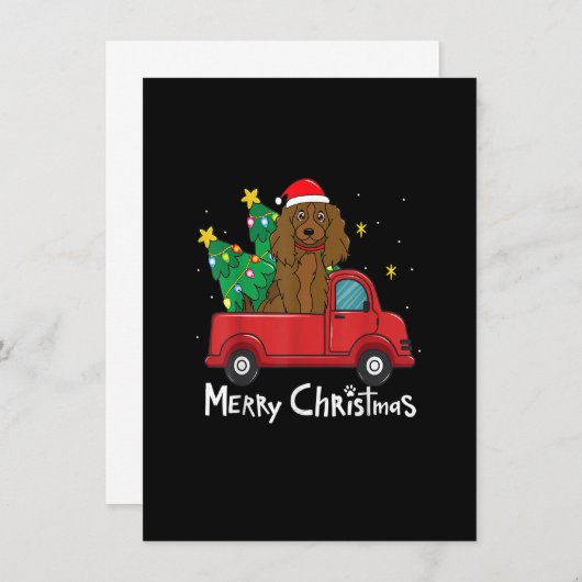 ボイキンスパニエル犬クリスマスオーナメントトラックツリードッグM 招待状 (正面/裏面)