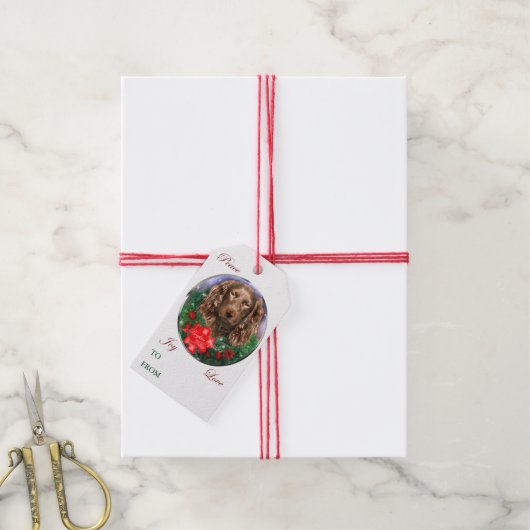 ボイキンスパニエル犬クリスマスギフトタグ ギフトタグ (より糸付き)