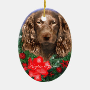 ボイキンスパニエル犬クリスマスプレゼントオーナメント セラミックオーナメント
