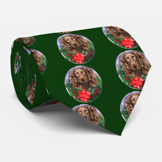ボイキンスパニエル犬クリスマスプレゼント ネクタイ (ロール)
