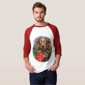 ボイキンスパニエル犬クリスマスプレゼント Tシャツ (正面フル)