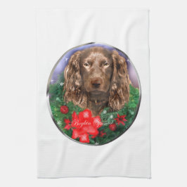 ボイキンスパニエル犬クリスマス キッチンタオル