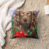 ボイキンスパニエル犬クリスマス クッション (ブランケット)