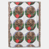 ボイキンスパニエル犬クリスマス スローブランケット (正面縦)