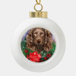 ボイキンスパニエル犬クリスマス セラミックボールオーナメント
