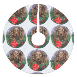 ボイキンスパニエル犬クリスマス ブラッシュドポリエステルツリースカート