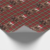 ボイキンスパニエル犬ドッグおもしろいホリデープレイドクリスマス ラッピングペーパー (角)