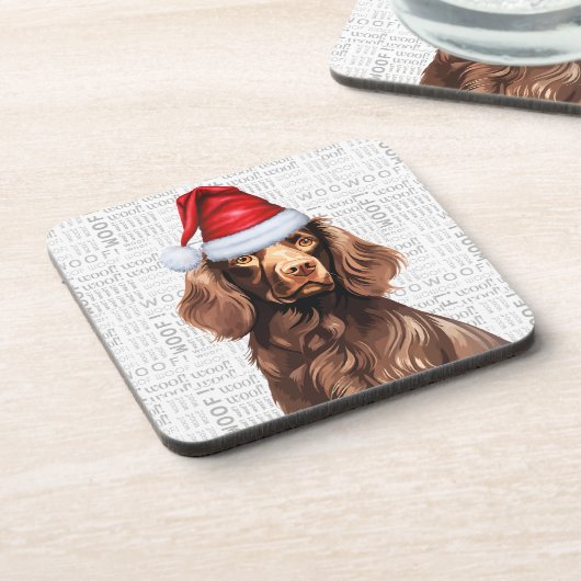 ボイキンスパニエル犬ドッグウーフワードアートホリデイ コースター (左側)