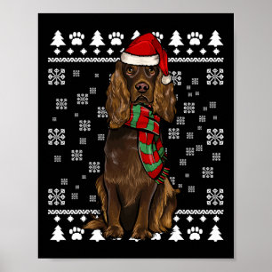 ボイキンスパニエル犬ドッグサンタハットクリスマス醜いクリスマス ポスター