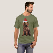 ボイキンスパニエル犬ドッグラバーおもしろいクリスマス Tシャツ (正面フル)