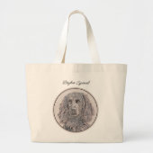 ボイキンスパニエル犬絵を描ズリトルブラウンLBDドッグアート ラージトートバッグ (正面)