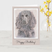 ボイキンスパニエル犬絵画ズキュートなオリジナルドッグアート カード (黄色い花)