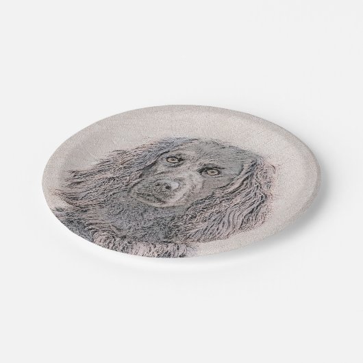 ボイキンスパニエル犬絵画ズキュートなオリジナルドッグアート ペーパープレート (アングル)