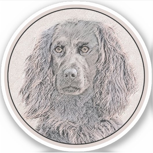 ボイキンスパニエル犬絵画ズ – かわいいオリジナルドッグアート シール (正面)