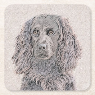 ボイキンスパニエル犬絵画ズ – かわいいオリジナルドッグアート スクエアペーパーコースター