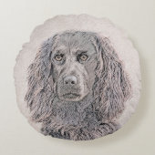 ボイキンスパニエル犬絵画ズ – かわいいオリジナルドッグアート ラウンドクッション (正面)