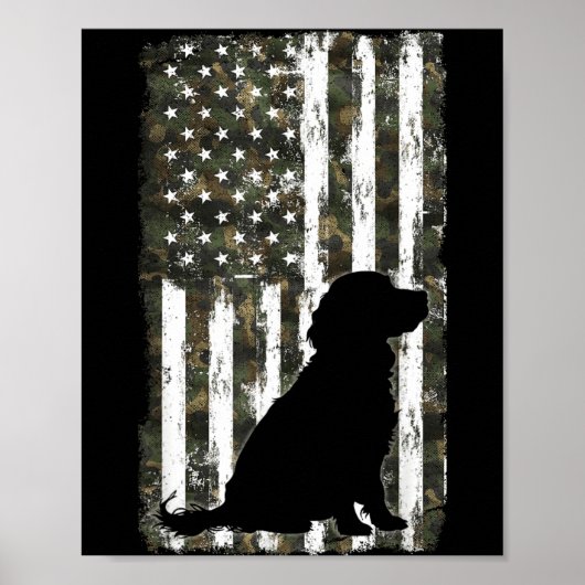 ボイキンスパニエル 迷彩 アメリカ国旗 USA 犬 ポスター (正面)