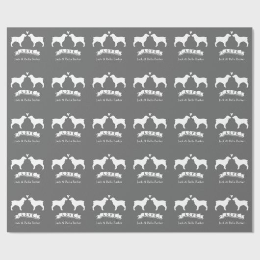 ボイキン結婚スパニエル犬のカップルとカスタム文字 ラッピングペーパー (フラット)