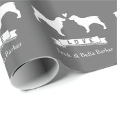 ボイキン結婚スパニエル犬のカップルとカスタム文字 ラッピングペーパー (ロールコーナー)