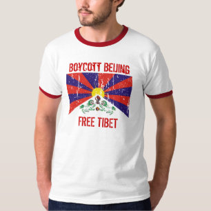 ボイコットベイジンフリーチベットTシャカスタマイズツ- Tシャツ