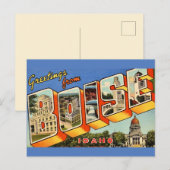 ボイシからのレトロな挨拶 ポストカード (正面/裏面)