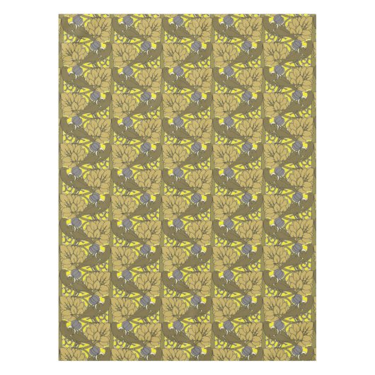 ボイシーの果樹の模様に描かれた鳥 テーブルクロス (正面)