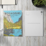 ボイジャーズナショナルパークミネソタヴィンテージ ポストカード<br><div class="desc">Voyageursベクトルアートワークデザイン。広大なエリアを囲む公園で、森林、水路、巨大な島点々のある雨、カベトガマ、ナマカンの湖などが知られる。</div>