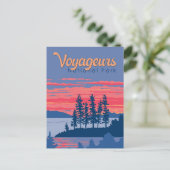 ボイジャーズナショナル・パーク雨の湖イラストレーション ポストカード (スタンド正面)