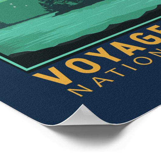 ボイジャーズナショナル・パーク雨の湖ヴィンテージエンブレム ポスター (角)