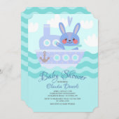 ボイジャーバニーシャワー招待状ブルー 招待状 (正面/裏面)