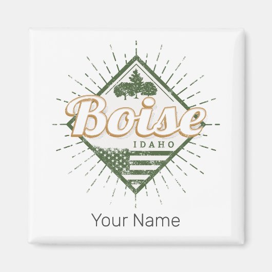 ボイズシティアイダホ統一された州ヴィンテージUSAツリー マグネット (正面)