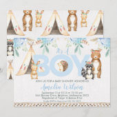 ボイズボーホー森林ベイビーシャワー招待状 招待状 (正面/裏面)