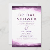 ボイズンベリーパープル水彩モダン ブライダルシャワー 招待状 (正面)