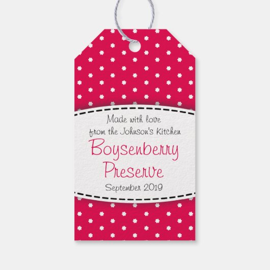 ボイセンベリージャムまたは赤いフルーツの保存ラベル ギフトタグ (裏面)