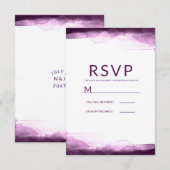 ボイセンベリーパープルウォーターカラーシックモダンRSVP 出欠カード (正面/裏面)