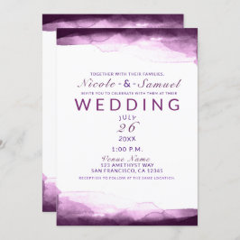 ボイセンベリーパープルウォーターモダンカラーシック結婚ズ 招待状