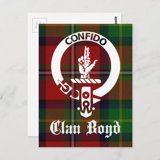ボイド氏族の紋章とタータン ポストカード (正面/裏面)