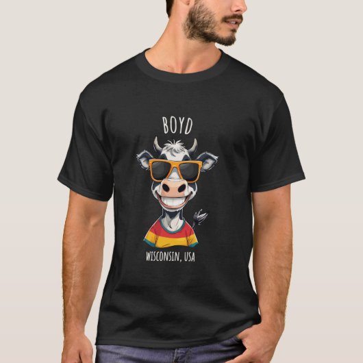 ボイド WI USA 面白い牛のキャラクターデザイン Tシャツ (正面)