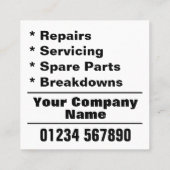 ボイラー修理連絡詳細 スクエア名刺 (裏面)