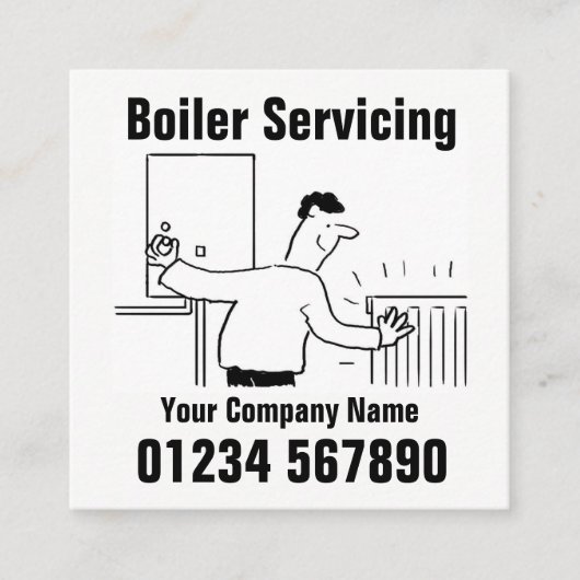 ボイラー修理連絡詳細 スクエア名刺 (正面)