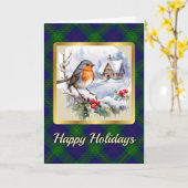 ボイルクレスト&タータンチェックw/ロビンパーソナライズされた カード (黄色い花)