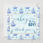 ボイルボートの赤ちゃん航海のシャワー サンキューカード (正面)