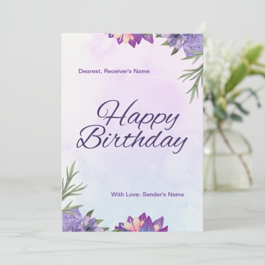 ボイレットフラワーデリケートフローラ誕生日カード シーズンカード (スタンド正面)