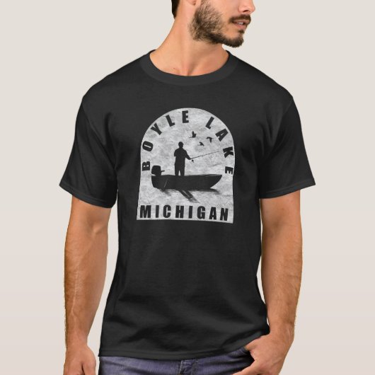 ボイレレイク魚釣りミシガン Tシャツ (正面)