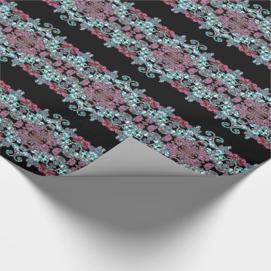 ボイレンタバロックパターン（の模様が）あるストライプの美しい ラッピングペーパー (角)