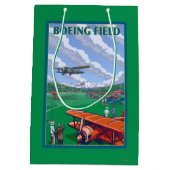 ボイング分野のヴィンテージ旅行ポスター ミディアムペーパーバッグ (裏面)