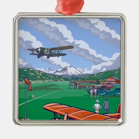 ボイング分野のヴィンテージ旅行ポスター メタルオーナメント (正面)