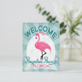 ボイントンビーチフロリダピンクフラミンゴレトロ ポストカード (スタンド正面)