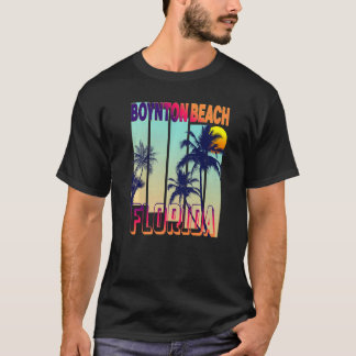 ボイントンビーチレトロヴィンテージスタイルパームツリープレミウ Tシャツ